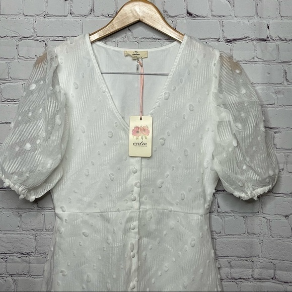 NWT Entro Sheer White Swiss Dot Dress size Large - Picture 2 of 12